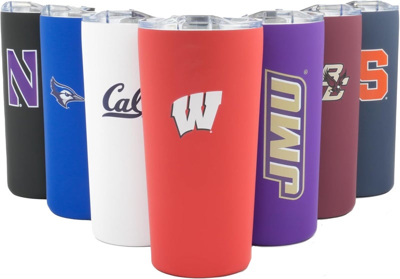 Decorvo Officially Licensed Collegiate Stainless Steel Tumbler - Double Walled Insulated Travel Tumbler with Slide Lid - 18 oz (Wisconsin) - Image 1
